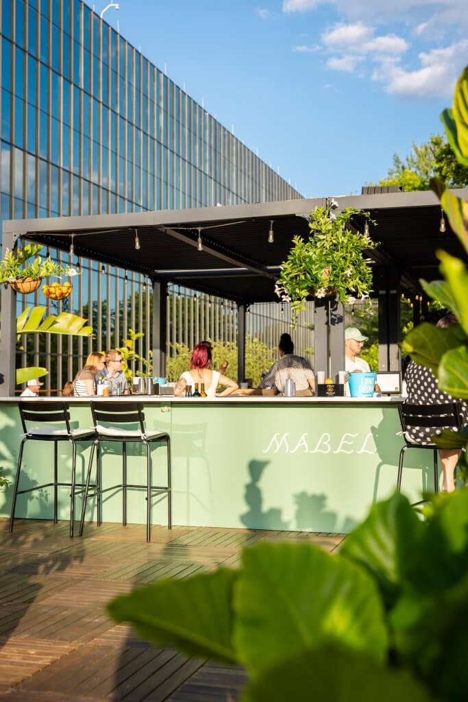 Mediterranean vibe roof deck restaurant at Bell Works New Jersey