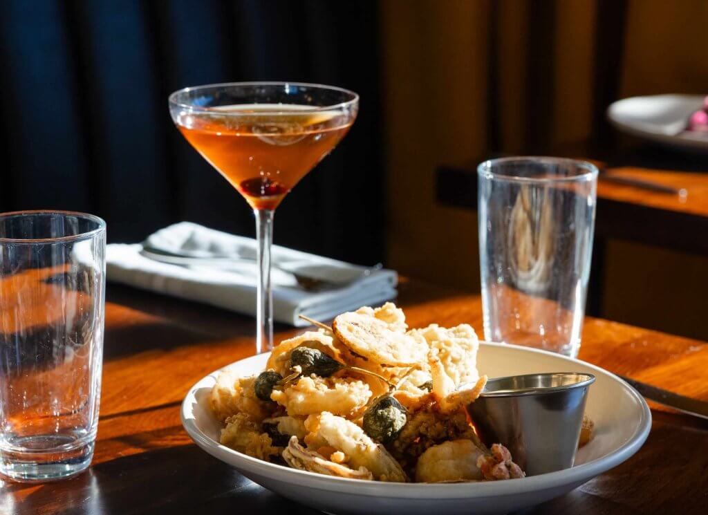 dinner with wine glass