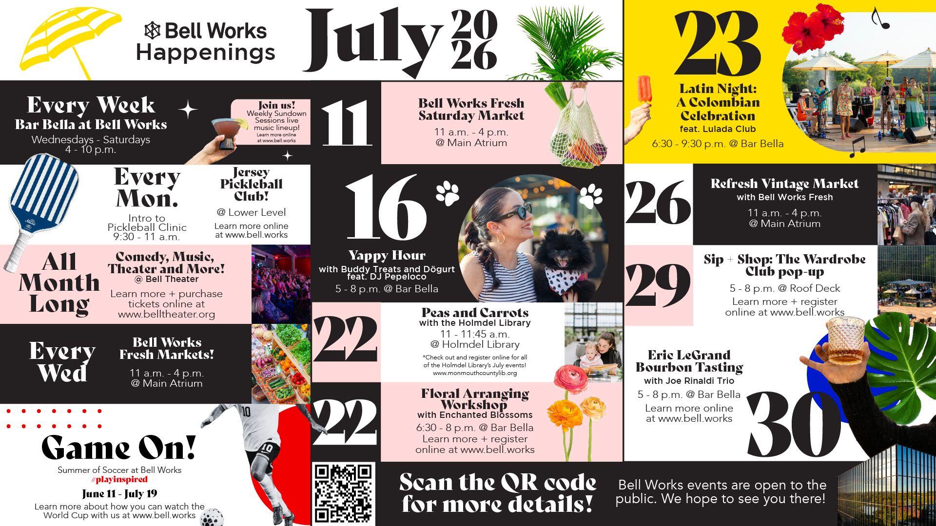 Bell Works Happenings — July 2026 events calendar