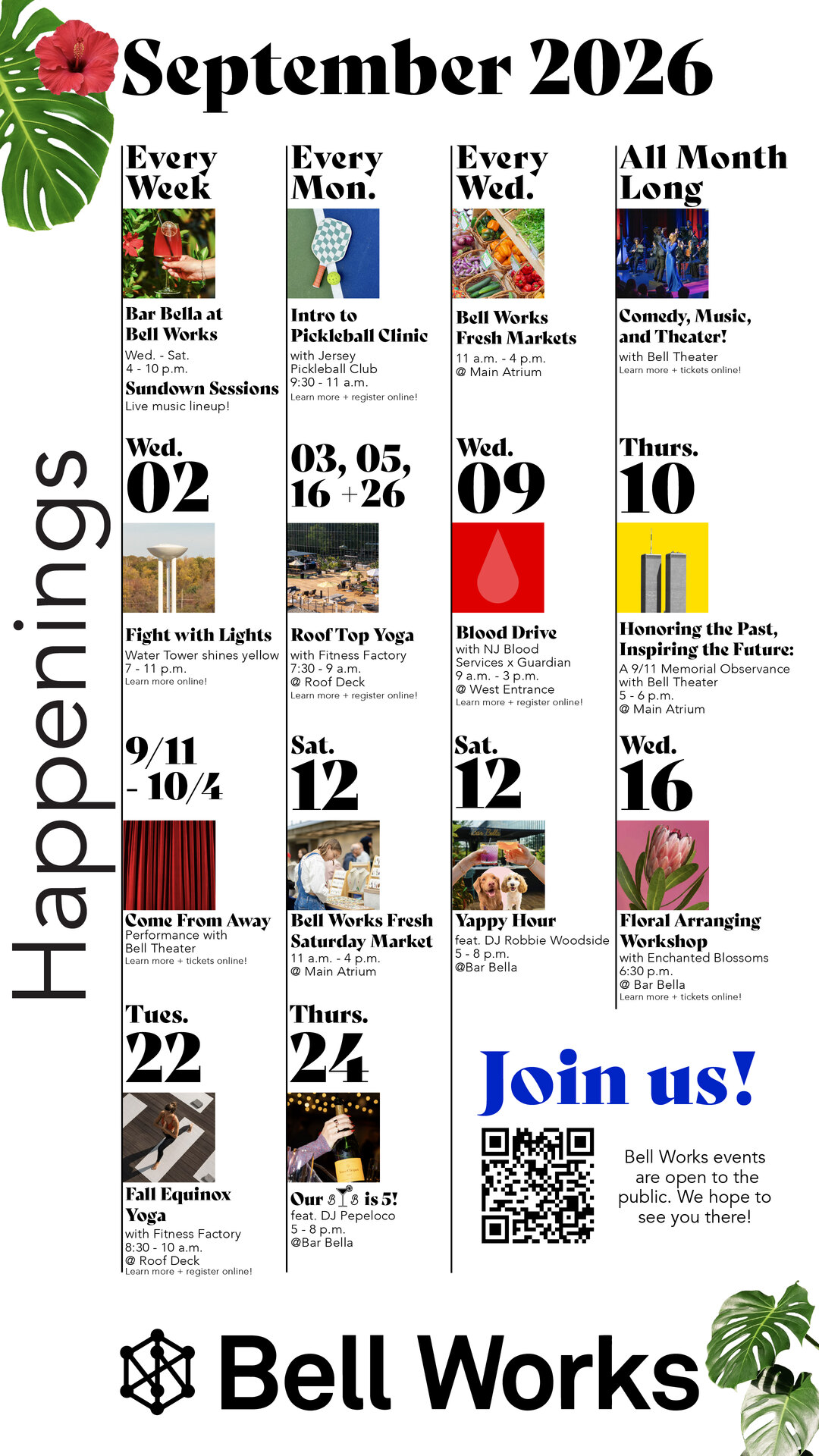 Bell Works Happenings — September 2026 events calendar