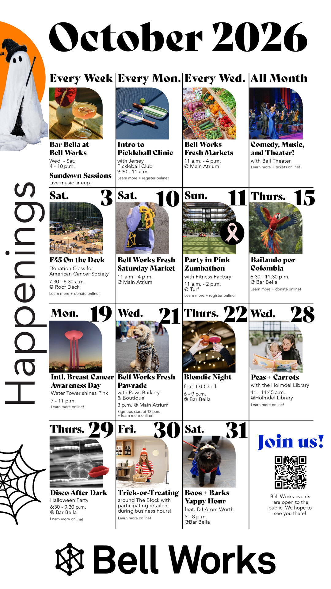 Bell Works Happenings — October 2026 events calendar